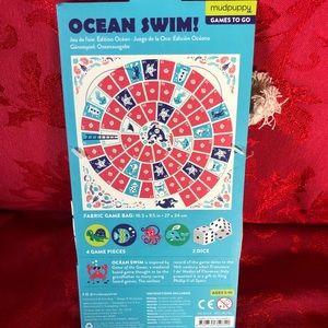 Mudpuppy Games to Go Ocean Swim comes with a fabric game bag for easy travel
